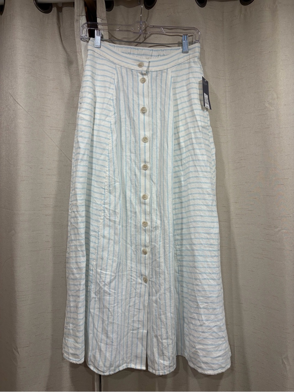 Universal Thread Light Blue Striped Button-Front Maxi Skirt
